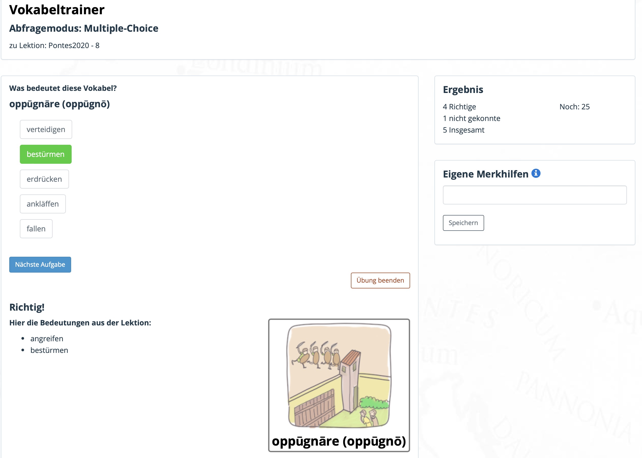 Vokabeltrainer Multiple Choice